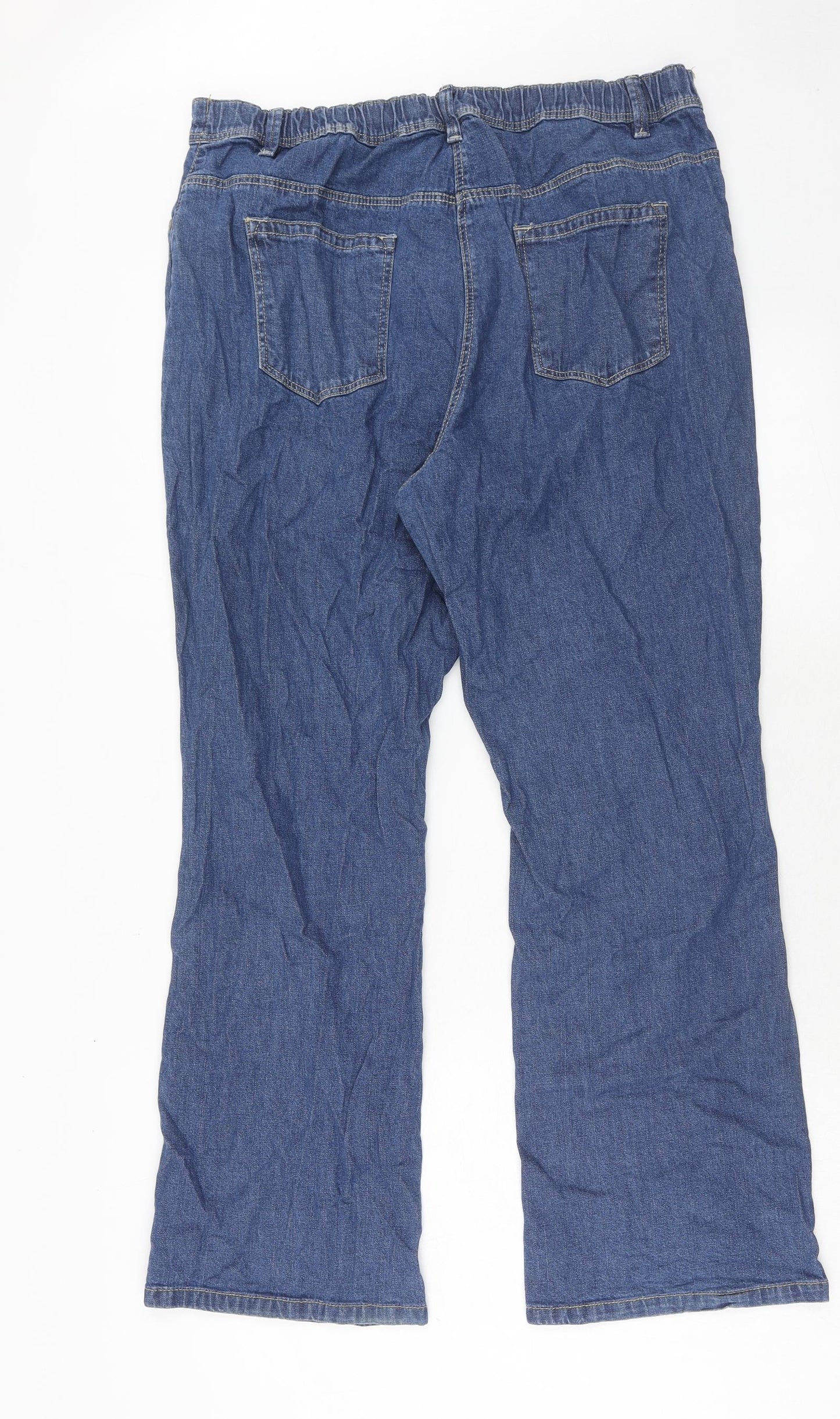 Anthology Womens Blue Cotton Bootcut Jeans Size 18 Regular Zip