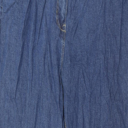 Anthology Womens Blue Cotton Bootcut Jeans Size 18 Regular Zip