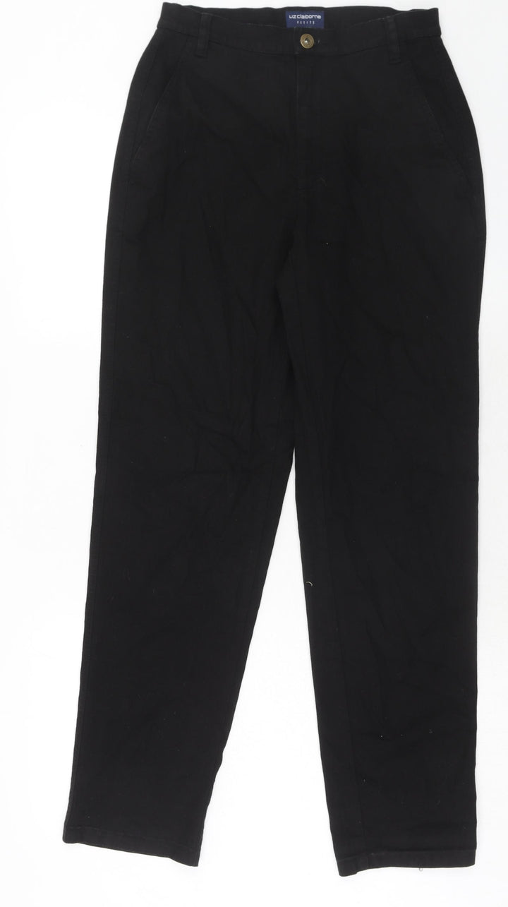 Liz Calborne Womens Black Cotton Straight Jeans Size 8 Regular Zip