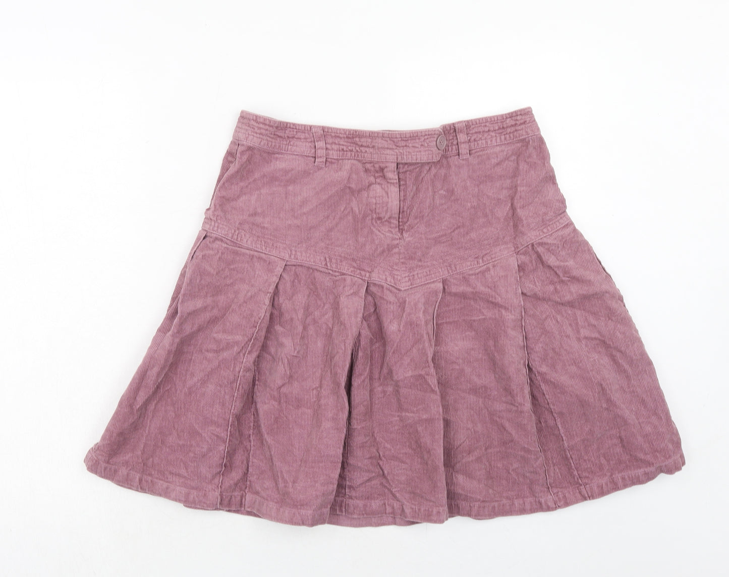 H&M Womens Pink Cotton Pleated Skirt Size 10 Zip