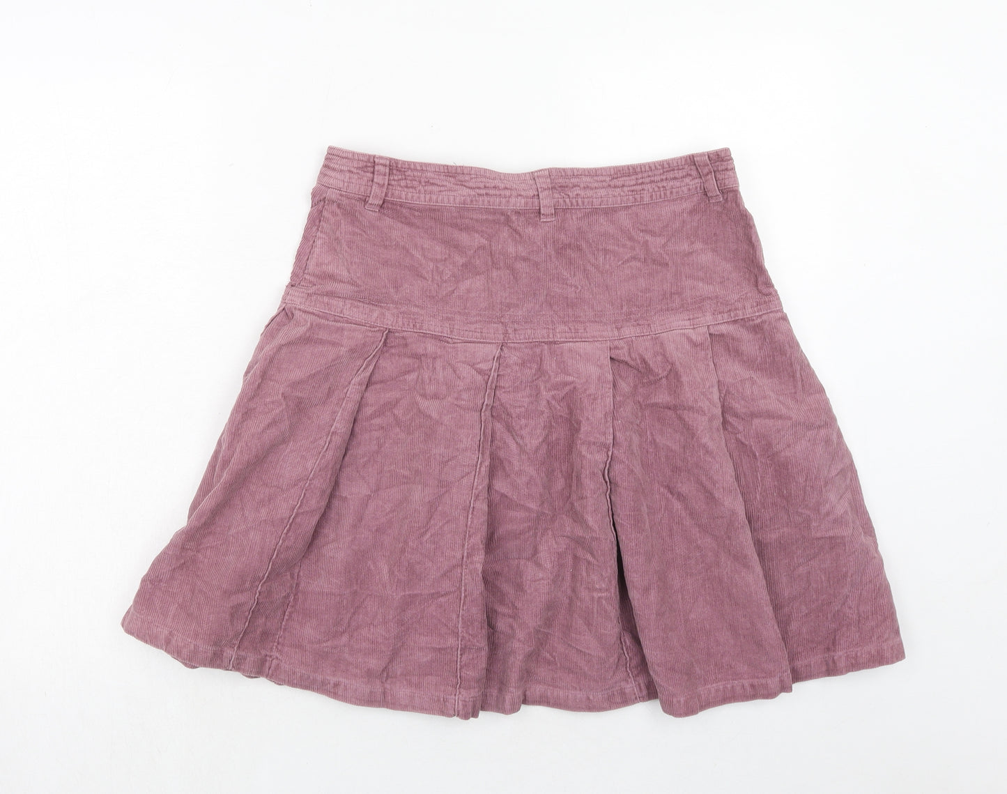 H&M Womens Pink Cotton Pleated Skirt Size 10 Zip
