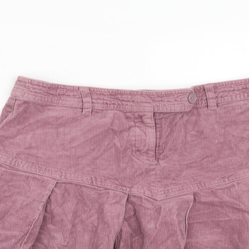 H&M Womens Pink Cotton Pleated Skirt Size 10 Zip