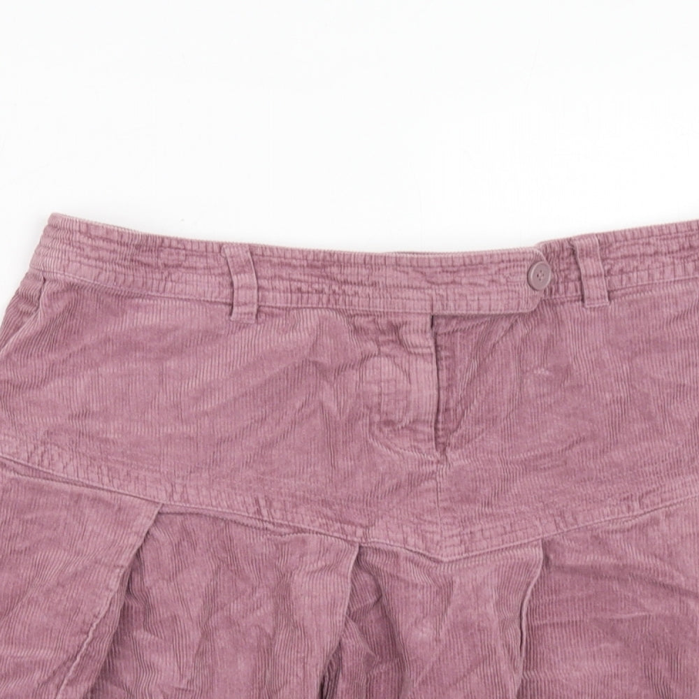 H&M Womens Pink Cotton Pleated Skirt Size 10 Zip