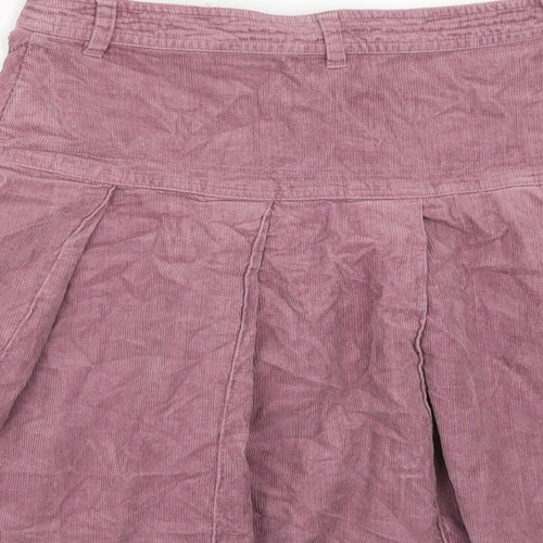 H&M Womens Pink Cotton Pleated Skirt Size 10 Zip