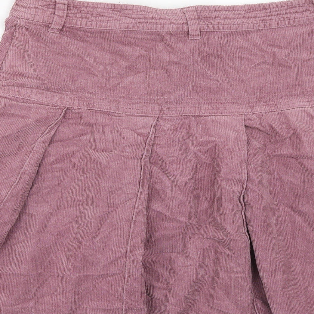 H&M Womens Pink Cotton Pleated Skirt Size 10 Zip