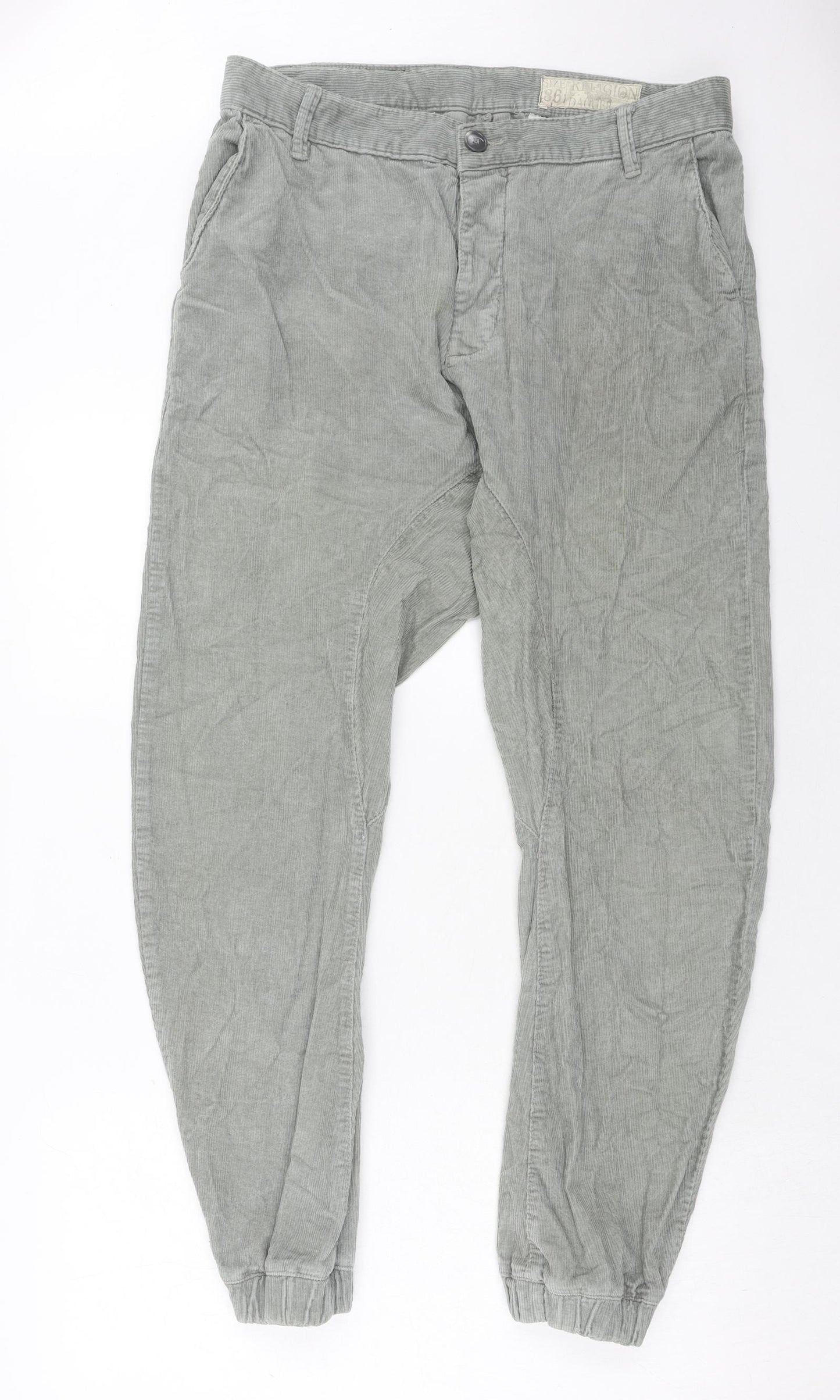 Religion Mens Grey Cotton Trousers Size 34 in Regular Zip