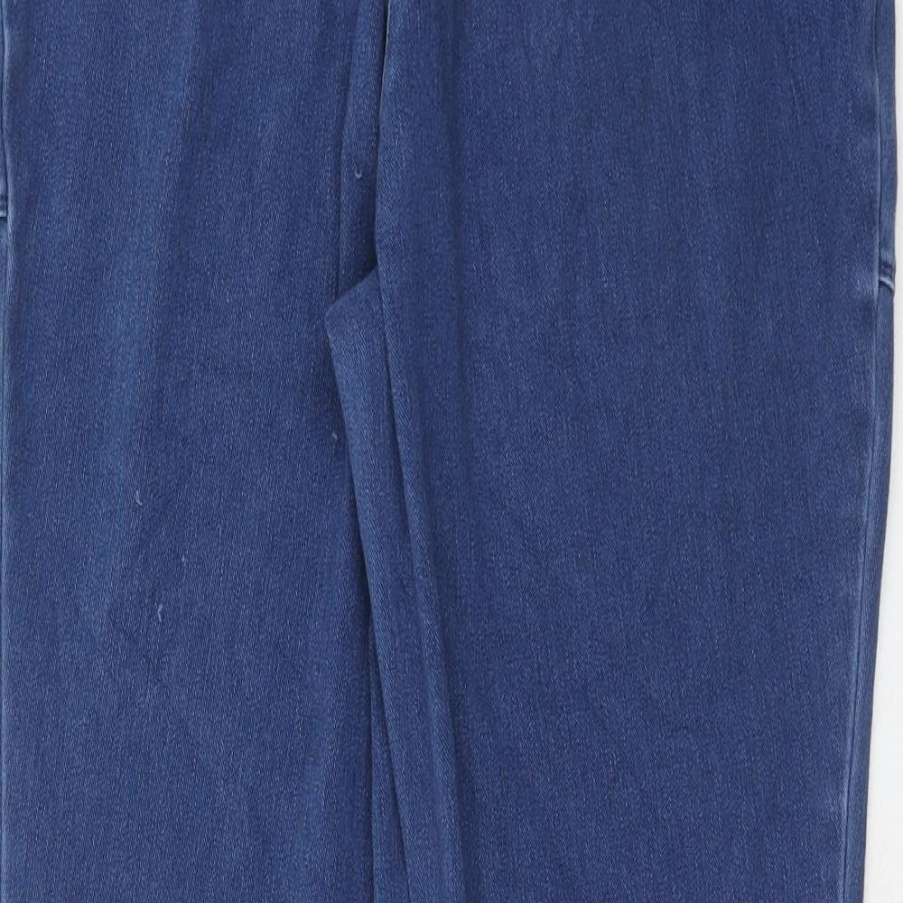 NEXT Womens Blue Herringbone Cotton Tapered Jeans Size 12 Regular Drawstring