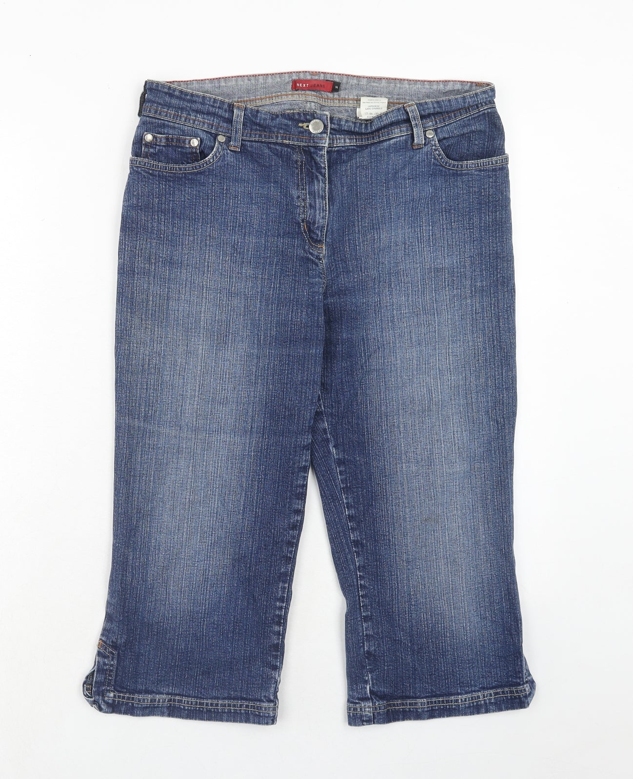 NEXT Womens Blue Cotton Straight Jeans Size 14 Regular Zip