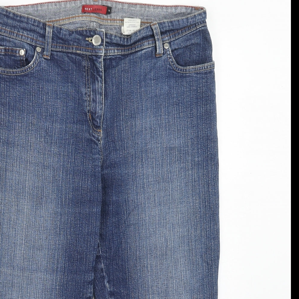 NEXT Womens Blue Cotton Straight Jeans Size 14 Regular Zip