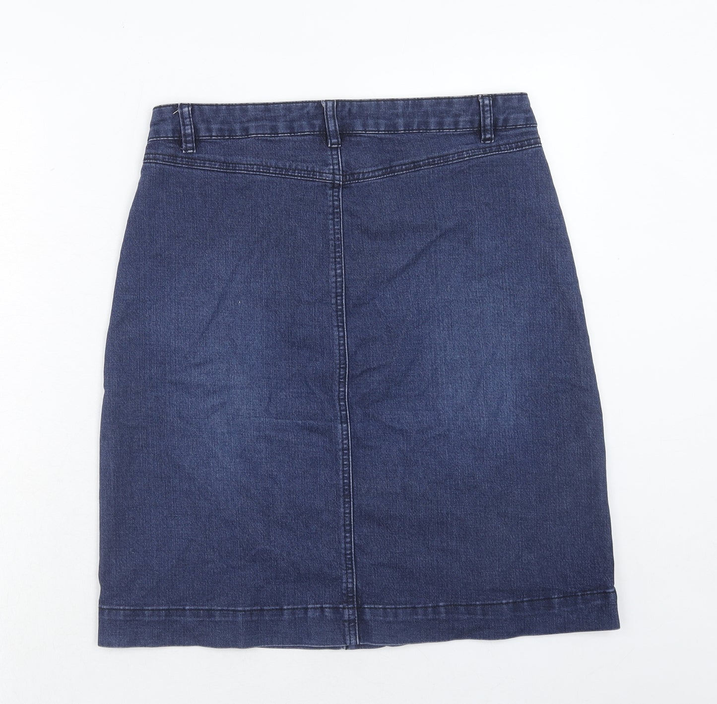 M&Co Womens Blue Cotton A-Line Skirt Size 12 Button