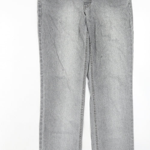 Angels Womens Grey Cotton Straight Jeans Size 10 Regular Zip