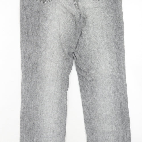 Angels Womens Grey Cotton Straight Jeans Size 10 Regular Zip