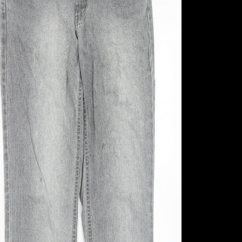 Angels Womens Grey Cotton Straight Jeans Size 10 Regular Zip