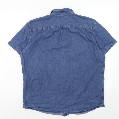 Gap Mens Blue Cotton Button-Up Size L Collared Button