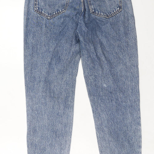 Pull&Bear Womens Blue Cotton Mom Jeans Size 10 Regular Zip
