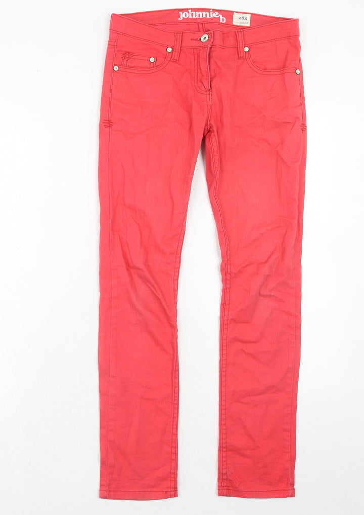 Johnnie B Womens Red Cotton Skinny Jeans Size 28 in Regular Zip