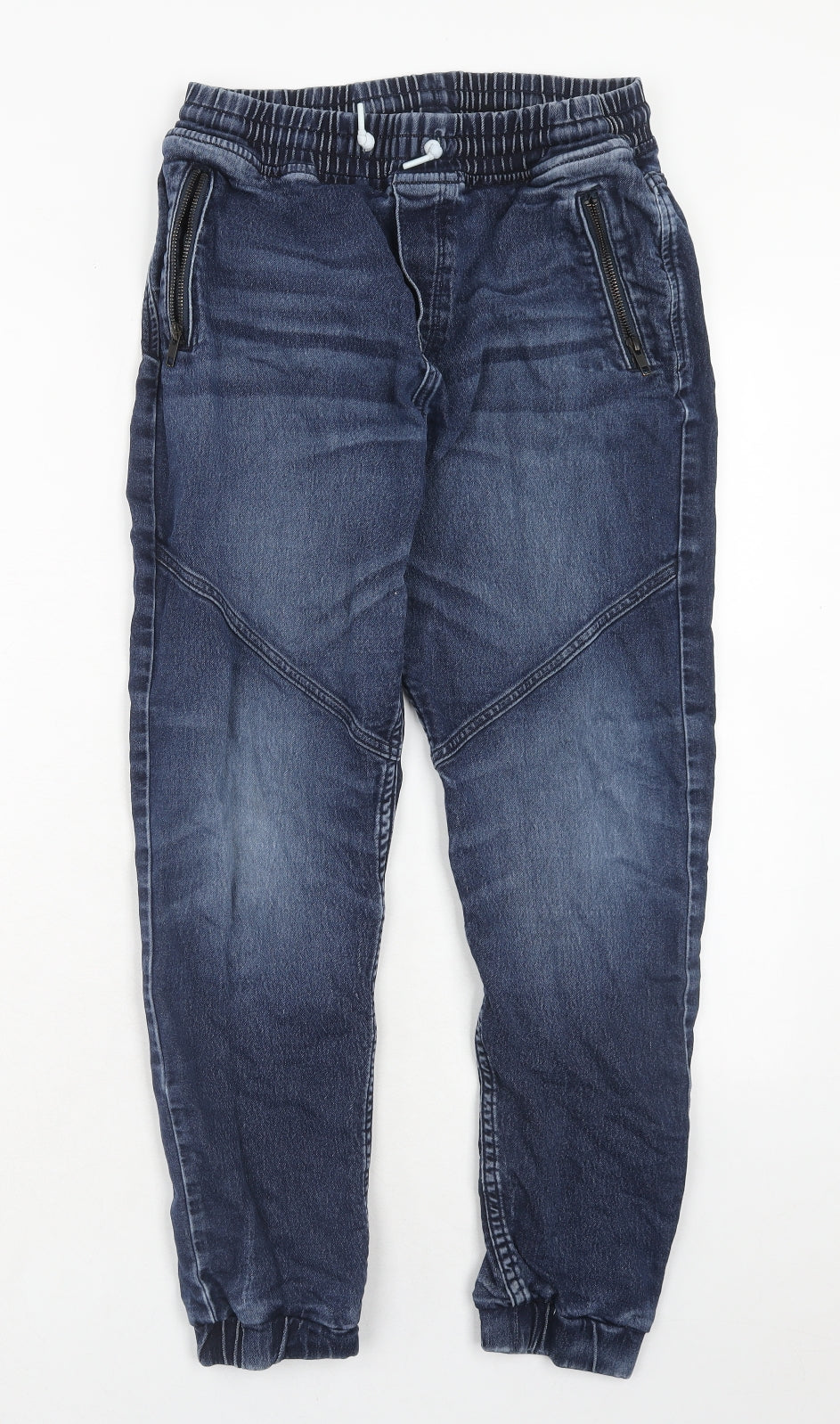 H&M Boys Blue Cotton Straight Jeans Size 14-15 Years Regular Drawstring