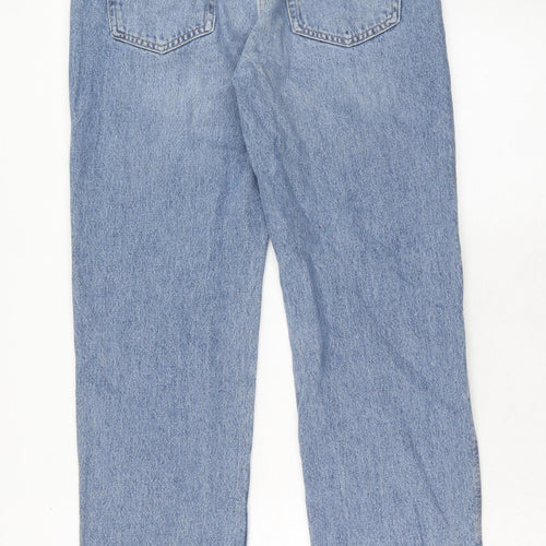 Pull&Bear Womens Blue Cotton Straight Jeans Size 12 Regular Zip