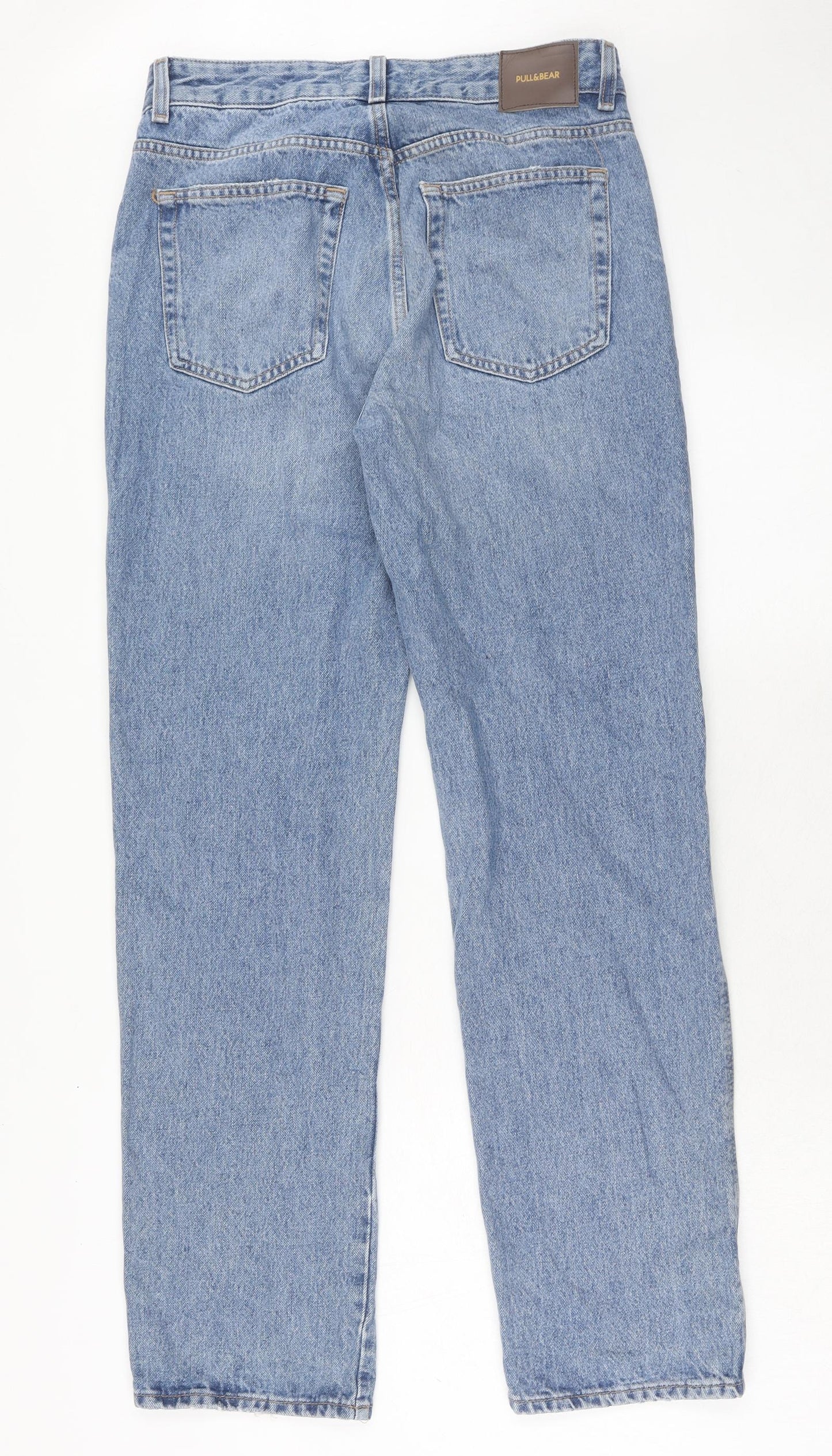 Pull&Bear Womens Blue Cotton Straight Jeans Size 12 Regular Zip
