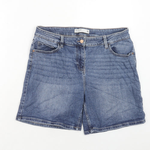 NEXT Womens Blue Cotton Boyfriend Shorts Size 16 Regular Zip