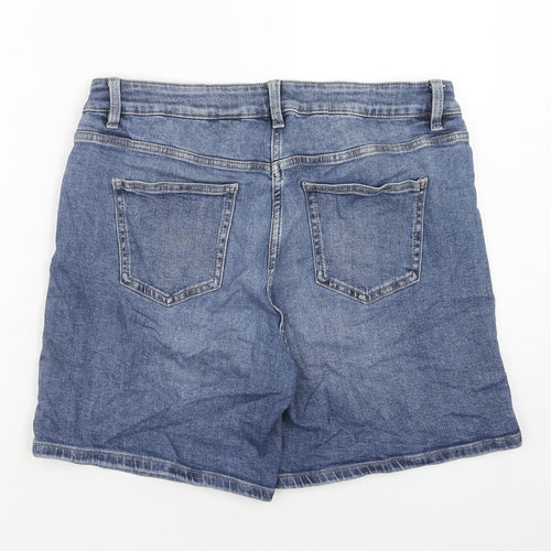 NEXT Womens Blue Cotton Boyfriend Shorts Size 16 Regular Zip