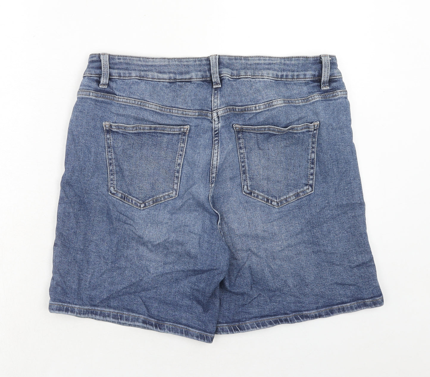 NEXT Womens Blue Cotton Boyfriend Shorts Size 16 Regular Zip