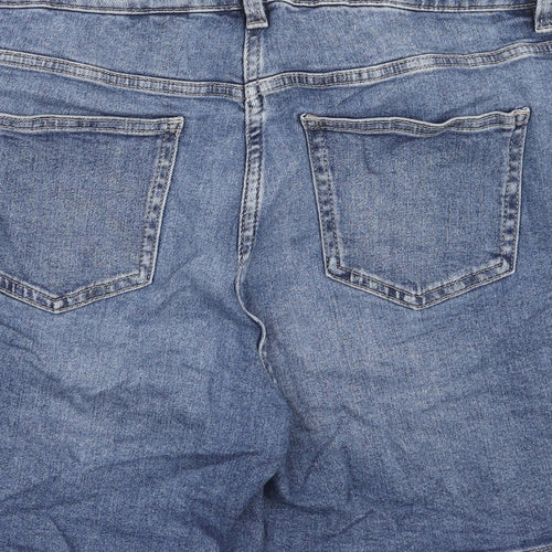 NEXT Womens Blue Cotton Boyfriend Shorts Size 16 Regular Zip