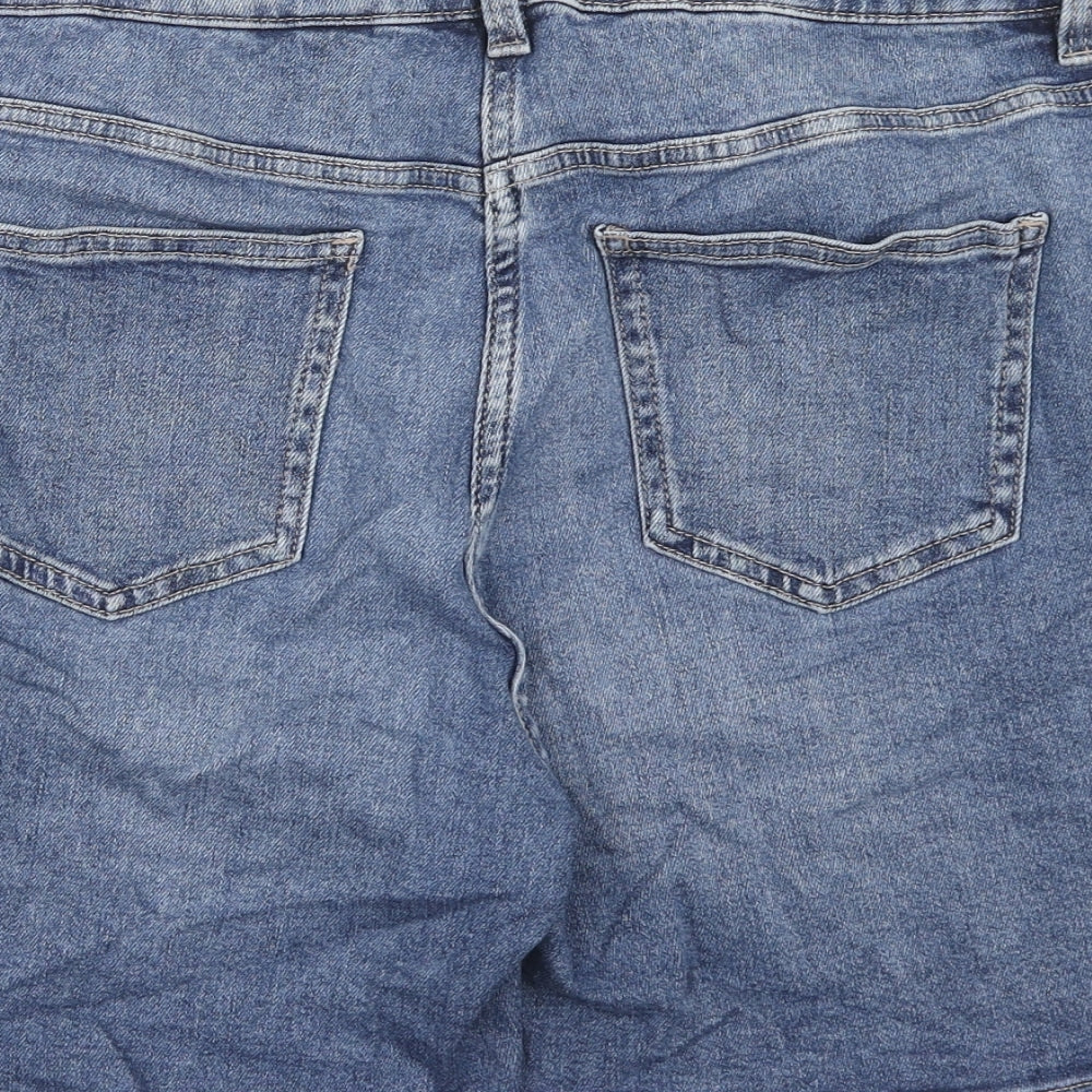 NEXT Womens Blue Cotton Boyfriend Shorts Size 16 Regular Zip