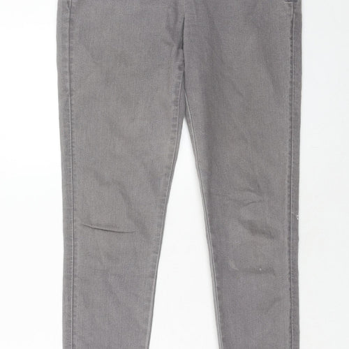 H&M Womens Grey Cotton Skinny Jeans Size 12 Regular Zip