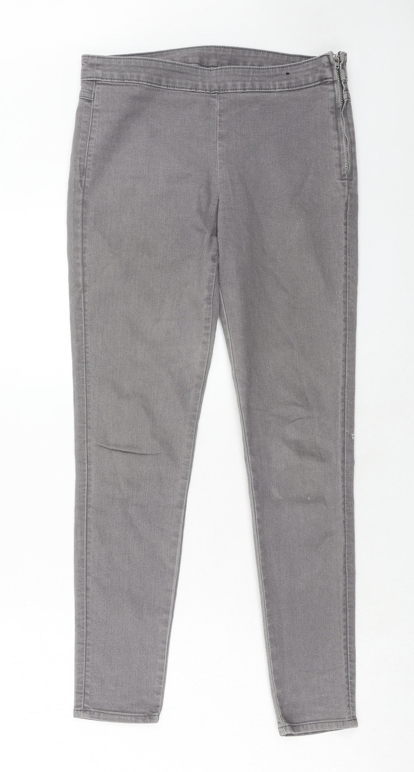 H&M Womens Grey Cotton Skinny Jeans Size 12 Regular Zip