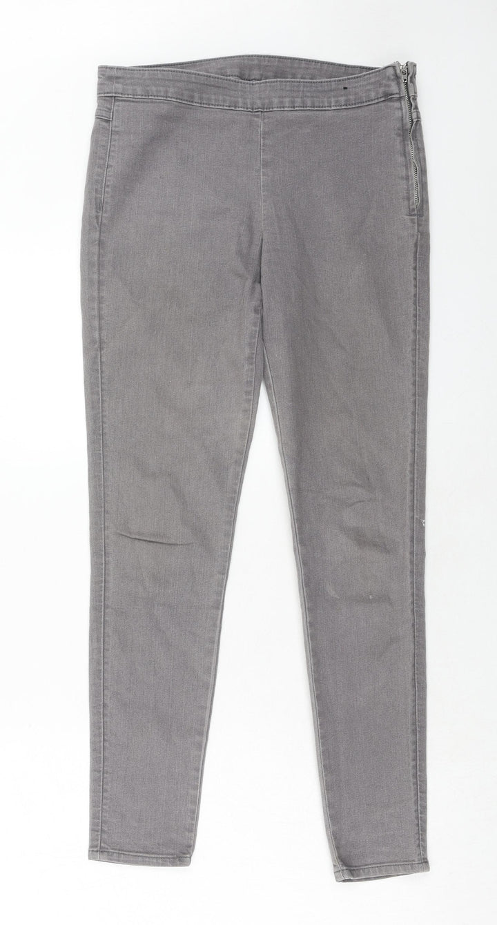 H&M Womens Grey Cotton Skinny Jeans Size 12 Regular Zip