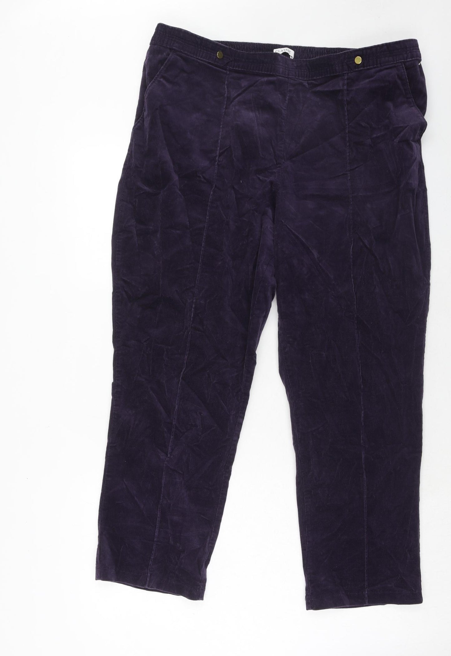 Marks and Spencer Womens Purple Cotton Trousers Size 18 Regular