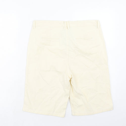 Per Una Womens Yellow Cotton Chino Shorts Size 14 Regular Zip