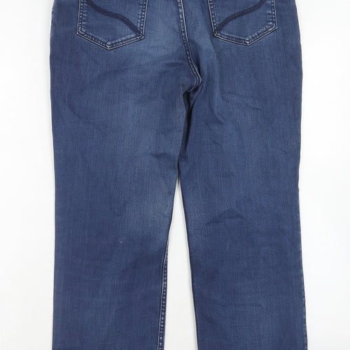 Marks and Spencer Womens Blue Cotton Straight Jeans Size 12 Regular Zip