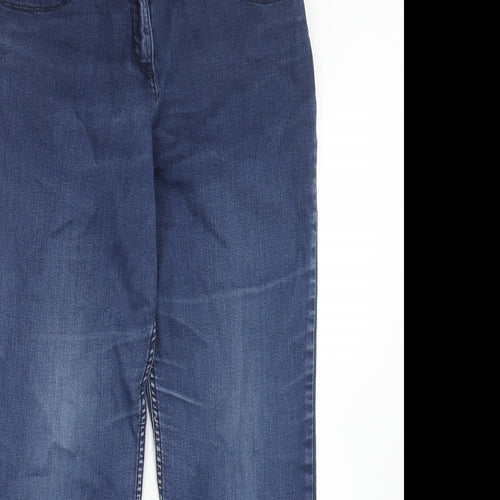 Marks and Spencer Womens Blue Cotton Straight Jeans Size 12 Regular Zip