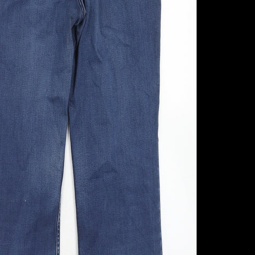 Marks and Spencer Womens Blue Cotton Straight Jeans Size 12 Regular Zip