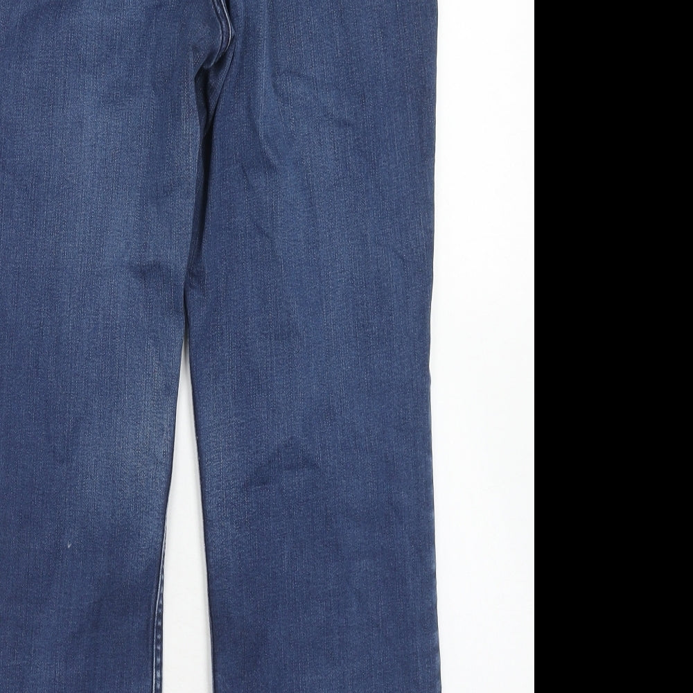 Marks and Spencer Womens Blue Cotton Straight Jeans Size 12 Regular Zip