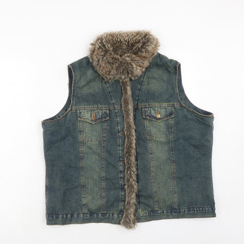 Bonmarché Womens Blue Gilet Jacket Size 22 Button