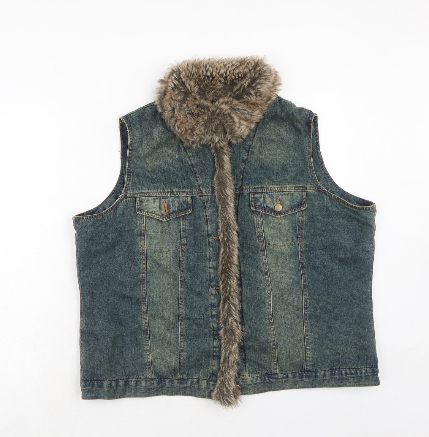 Bonmarché Womens Blue Gilet Jacket Size 22 Button