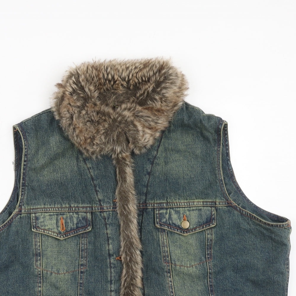 Bonmarché Womens Blue Gilet Jacket Size 22 Button