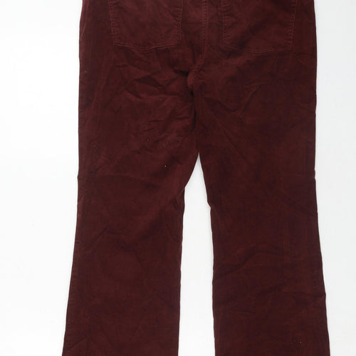 Marks and Spencer Womens Red Cotton Trousers Size 14 Regular Zip