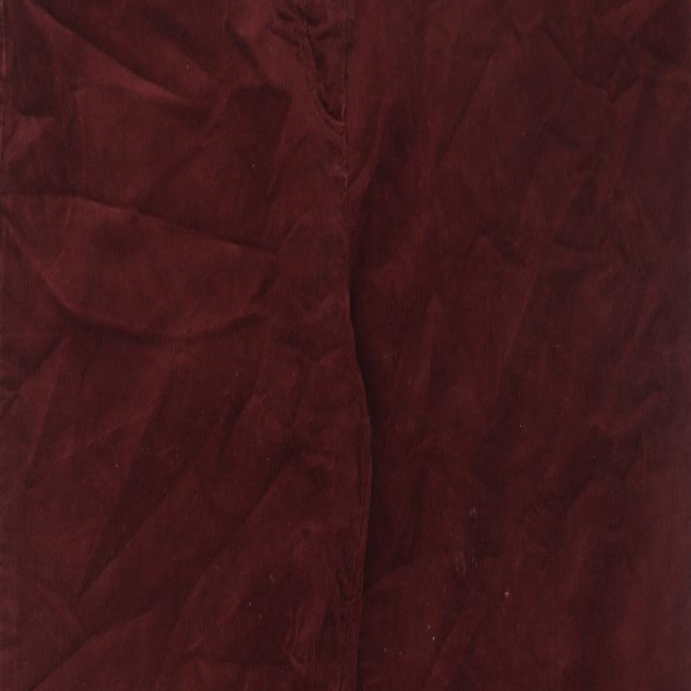 Marks and Spencer Womens Red Cotton Trousers Size 14 Regular Zip