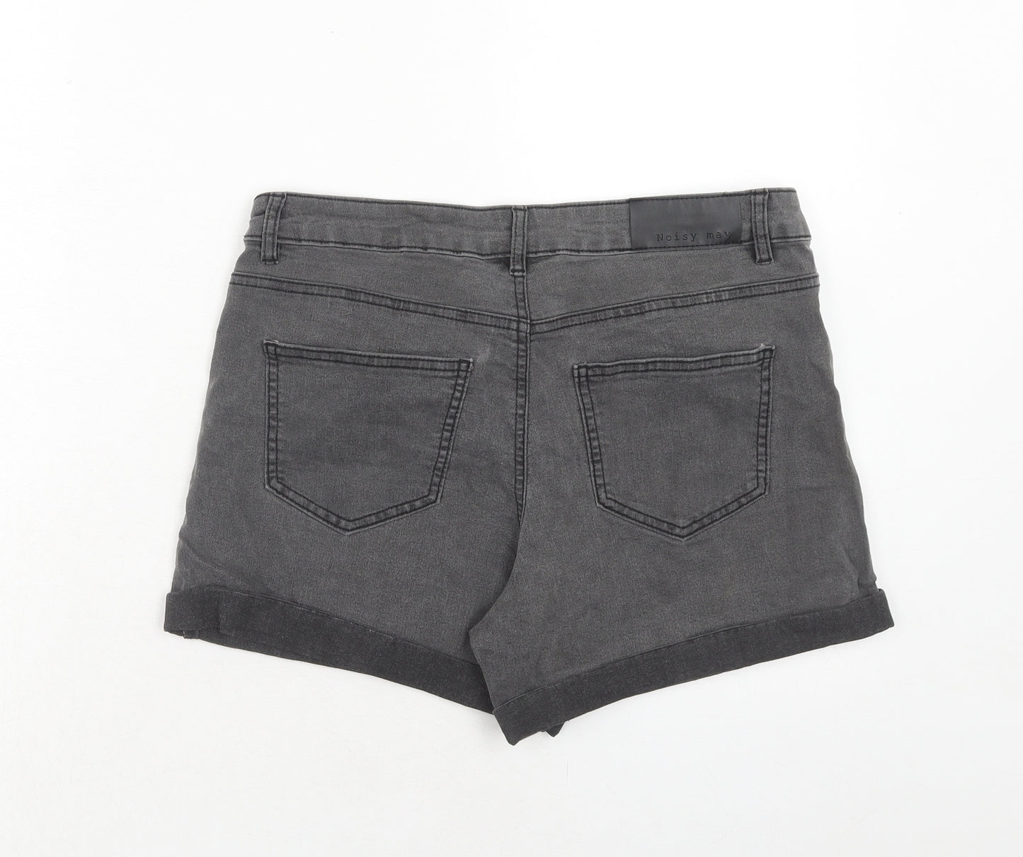Noisy may Womens Grey Cotton Hot Pants Shorts Size L Regular Zip
