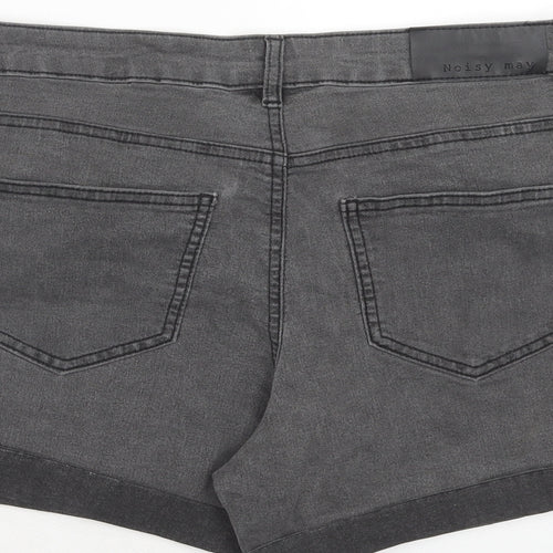Noisy may Womens Grey Cotton Hot Pants Shorts Size L Regular Zip
