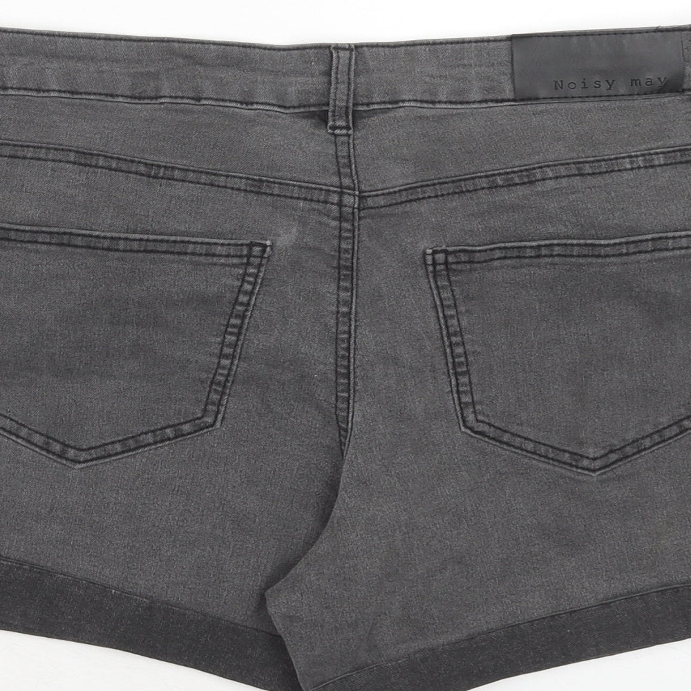 Noisy may Womens Grey Cotton Hot Pants Shorts Size L Regular Zip