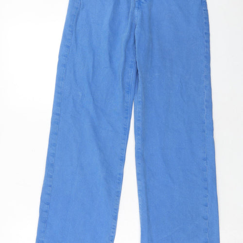 Mango Womens Blue Cotton Straight Jeans Size 6 Regular Zip
