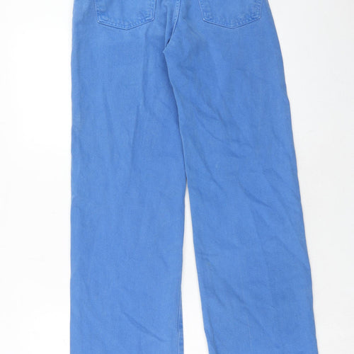 Mango Womens Blue Cotton Straight Jeans Size 6 Regular Zip