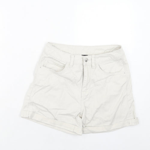 VERO MODA Womens Ivory Cotton Chino Shorts Size S Regular Zip