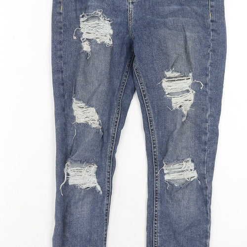 Topshop Womens Blue Cotton Skinny Jeans Size 28 in Regular Zip