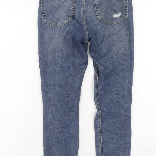 Topshop Womens Blue Cotton Skinny Jeans Size 28 in Regular Zip